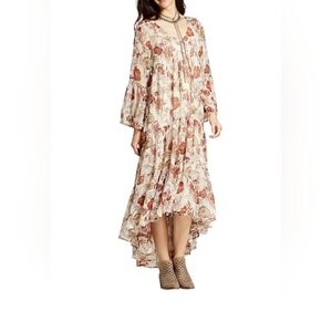 Mossimo Supply Co. Floral Long Sleeve Dress - Size M Cream & Brown